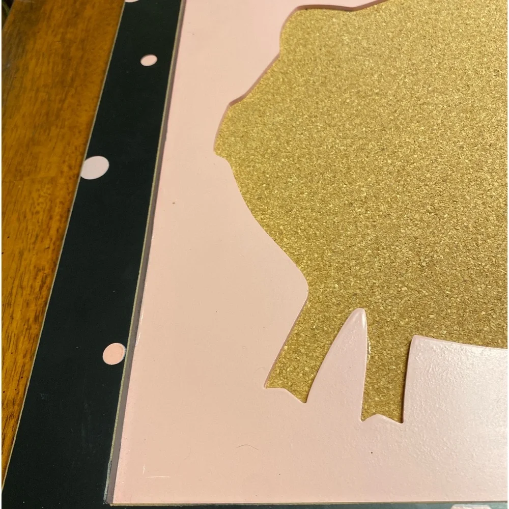 Pig corkboard polkadotted frame. Approx‎ 16x16